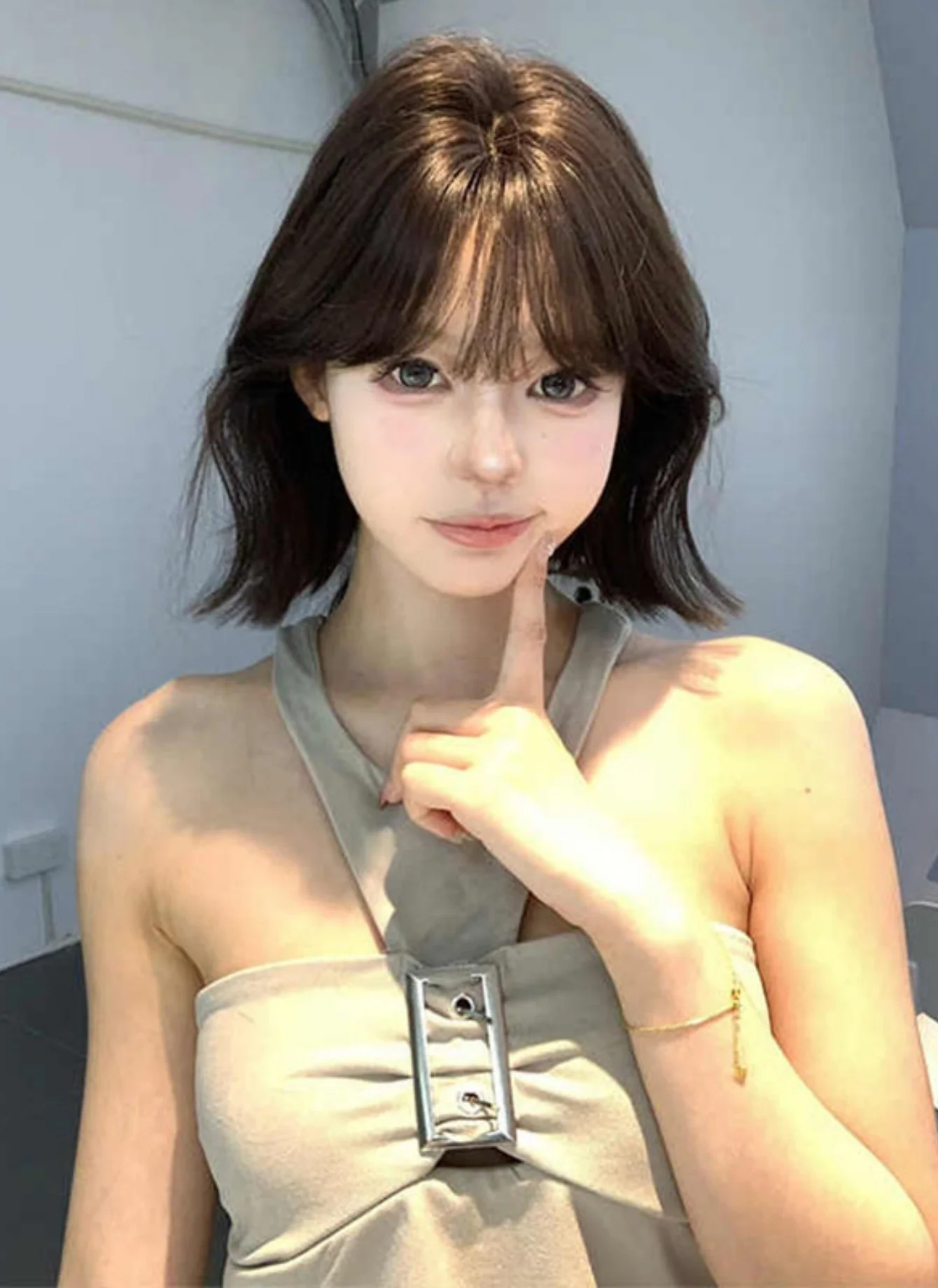 Synthetic Curly Bob Wig for Women Daily Use