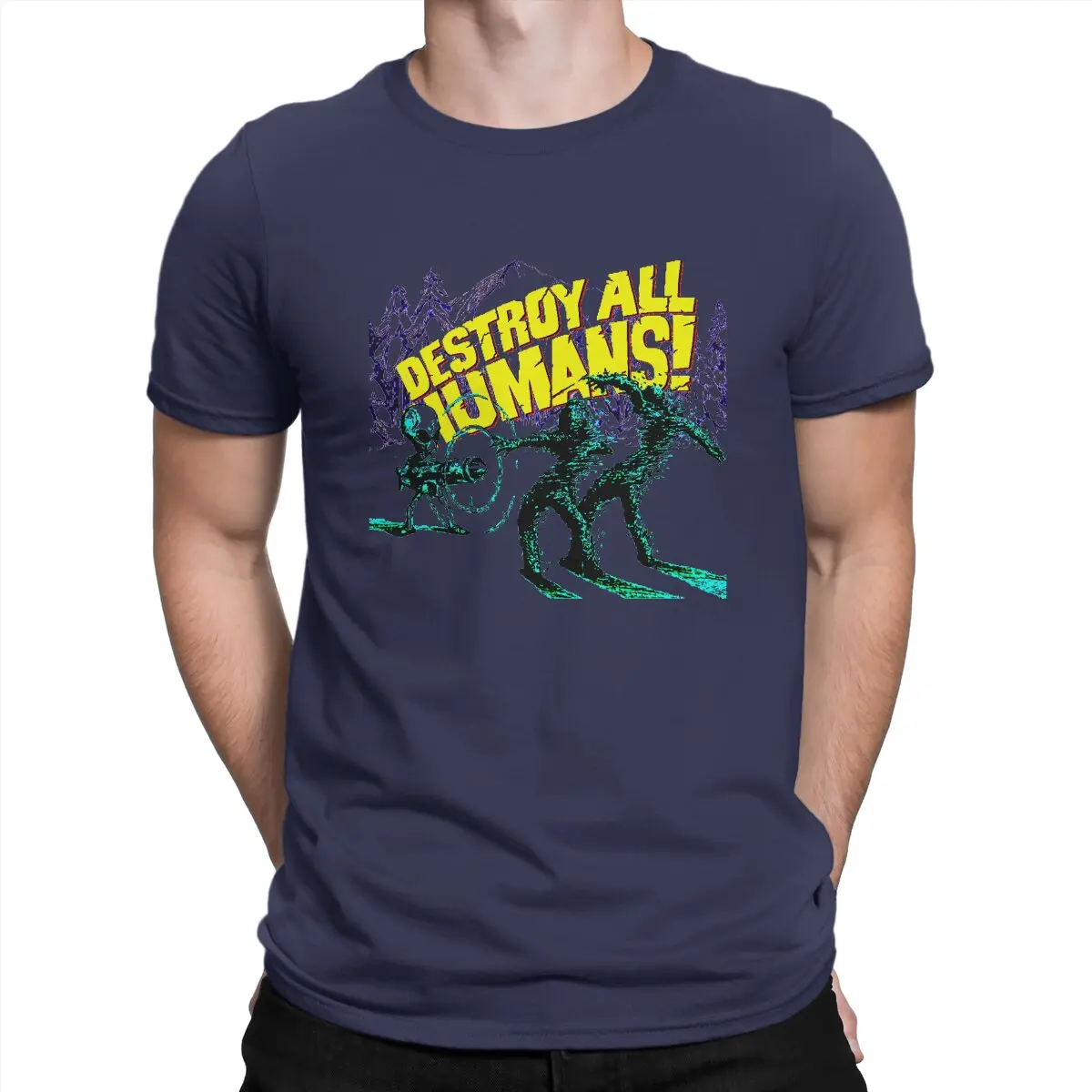 By MetartX T-Shirts Men Destroy All Humans Unique Cotton Tee Shirt