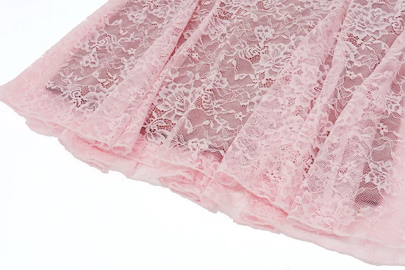 JULISSA MO Sexy See Through Lace Women Dress Pink Flare Sleeve Print Floral Dress Female Autumn New Elegant Two Piece Sets 2025