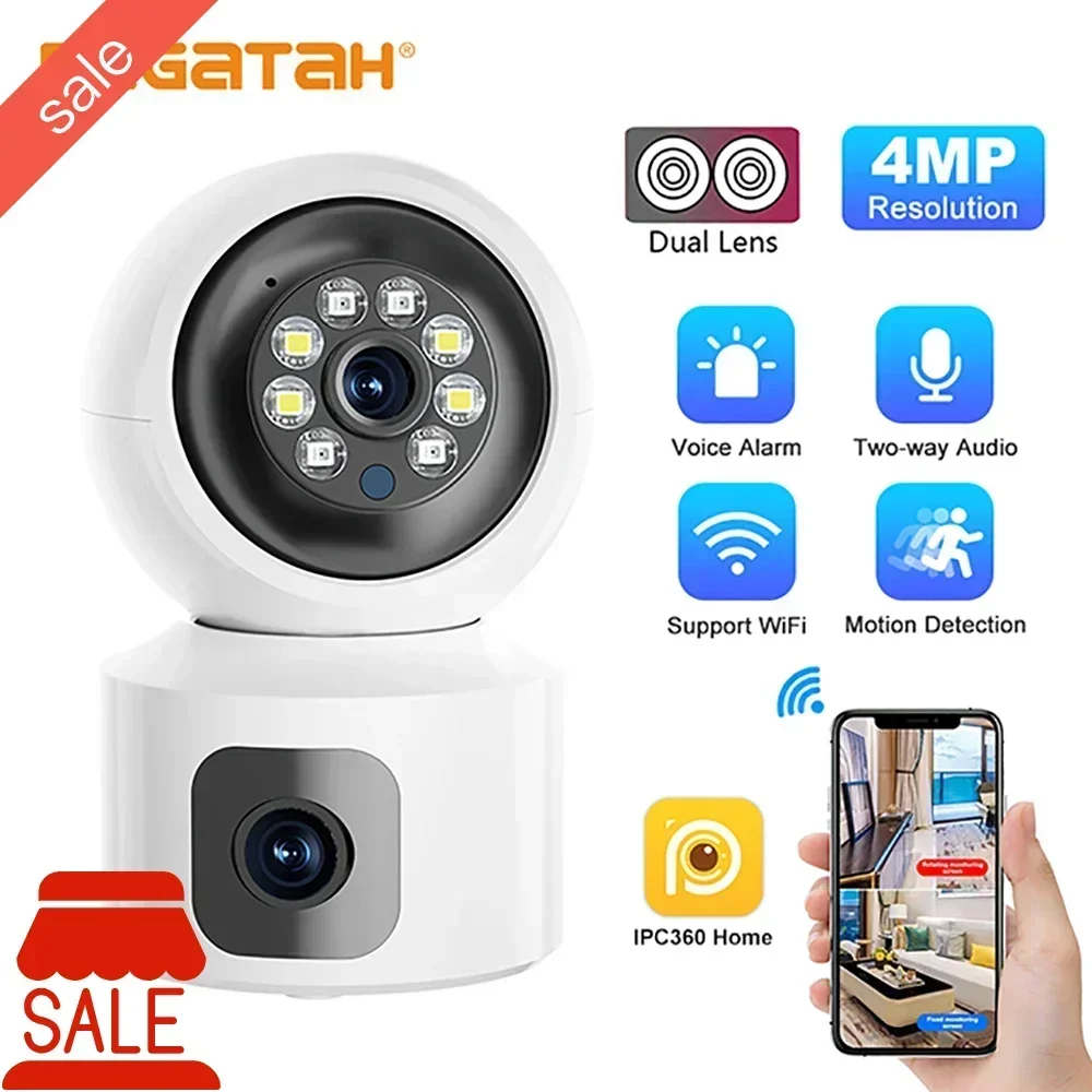 PEGATAH NEW 4MP IP WIFI Camera Indoor P2P Wireless Baby Monitor Home Security Auto Tracking Night Vision IP Surveillance Camera