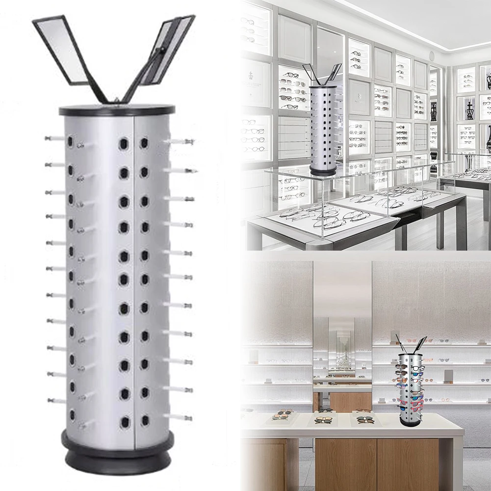 Aluminum Sunglasses Holder with Mirror for 44 Pairs