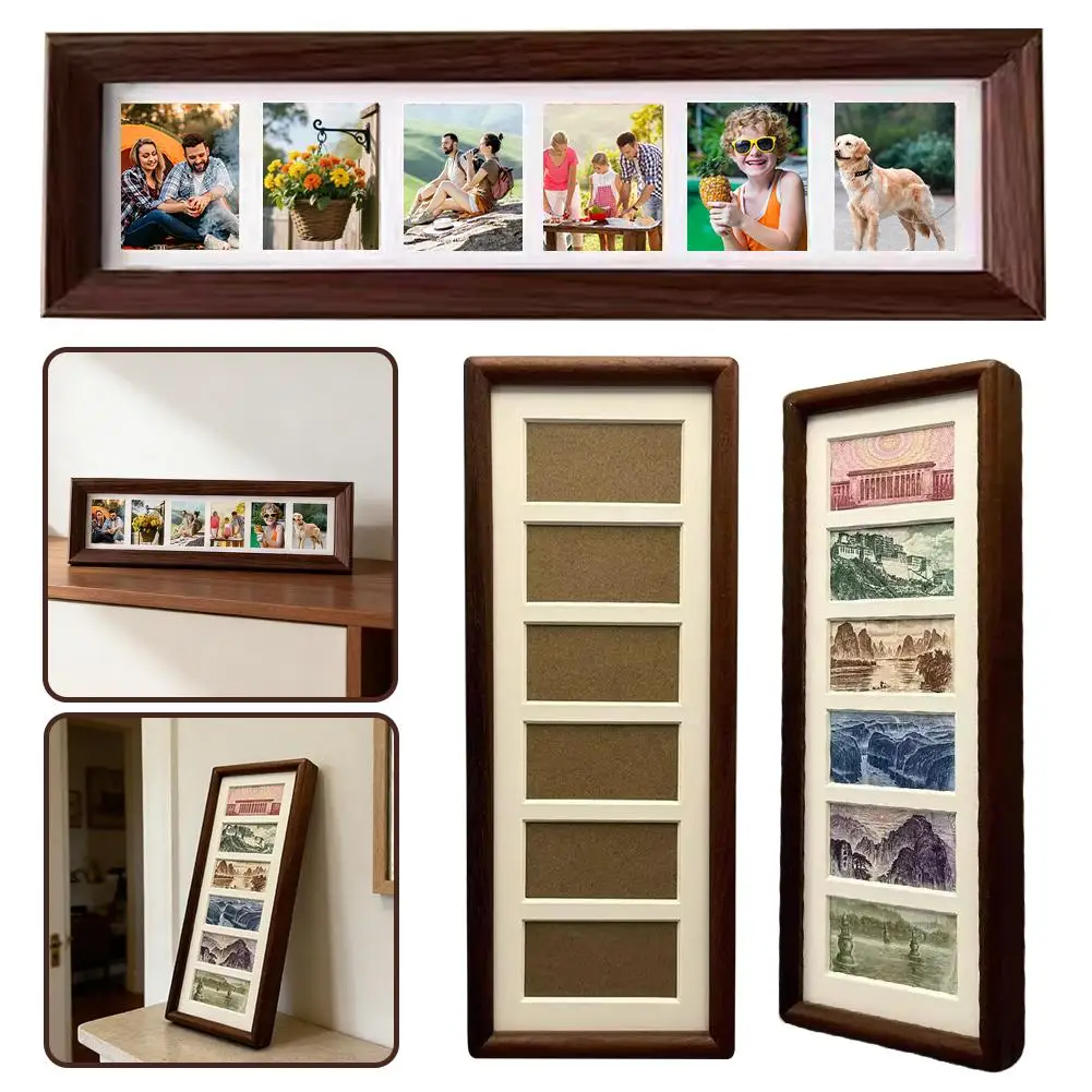 Cornice Portafoto a 6 Aperture per Decorazione Murale, Espositore Multi-Foto Orizzontale o Verticale per Casa e Ufficio