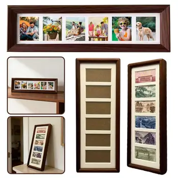 Cornice Portafoto a 6 Aperture per Decorazione Murale, Espositore Multi-Foto Orizzontale o Verticale per Casa e Ufficio
