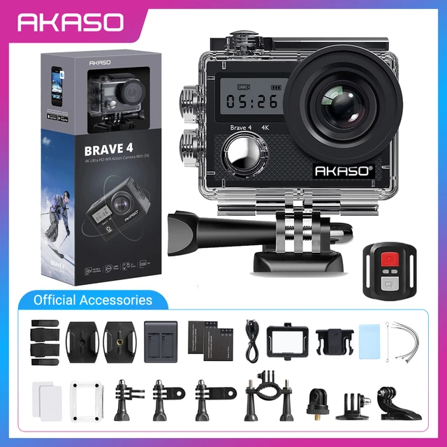 AKASO Action Camera Brave 7 LE 20MP 4K30FPS Sport Action Camera Touch  Screen 131 Feet Underwater Camera with 2x1350mAh Batteries