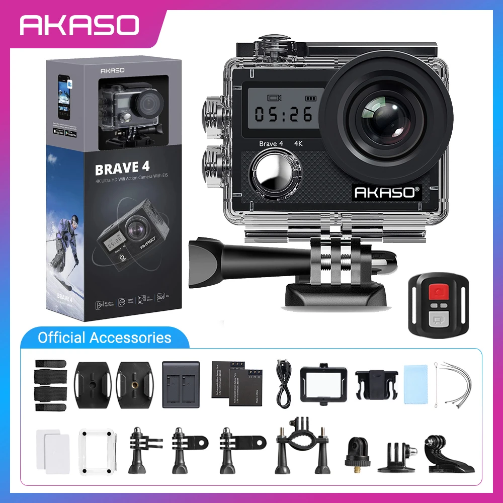 AKASO V50 Pro Native 4K/30fps 20MP WiFi Action Camera EIS Touch Screen 30m  Waterproof 4k Sport Camera Support Micro - AliExpress
