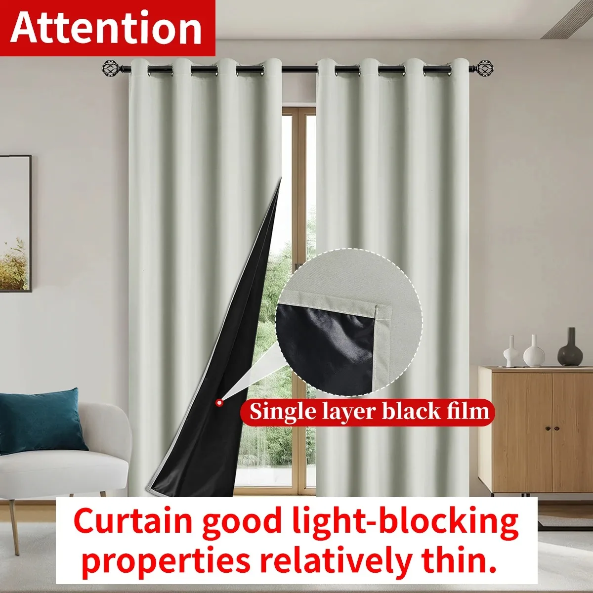 2pcs Solid 100% Blackout Curtain - Curtains for Bedroom and Living Room - UV Protection, Easy Sliding, and Stylish Design 3