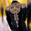 Luxury Two-tone diamond design Men Suits Shawl Lapel Groom Tuxedos 3Pieces Wedding Prom Blazers Customized trajes para hombre 4