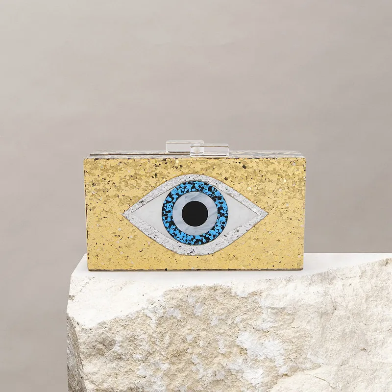 Ladies Wallet Eye Acrylic Bag Sequins Clutch Handbag Luxury Evening Bag Wedding Party Prom Purses Personality Women Shoulder Bag