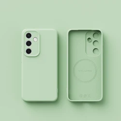 Magnetic Wireless Charging Liquid Silicone Phone Case, Skin Smooth Cover - S23 (Green)