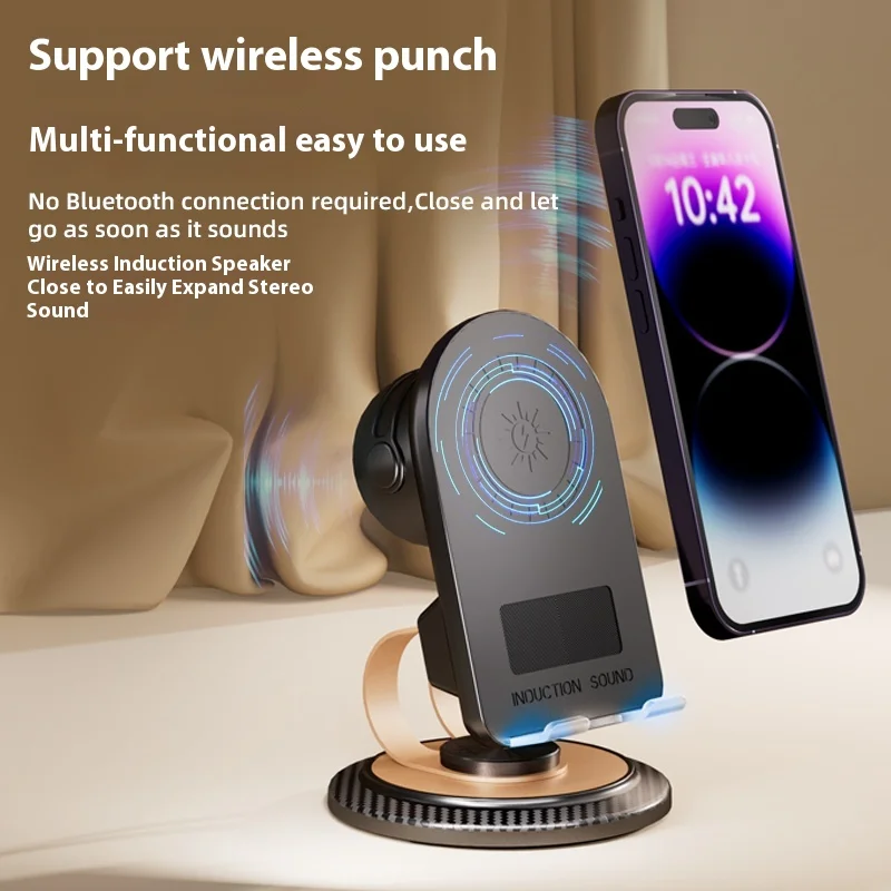 Basix Induction Speaker Phone Holder Multi-functional Wireless Induction Audio Phone Holder for iPhone Android Inductio Playback
