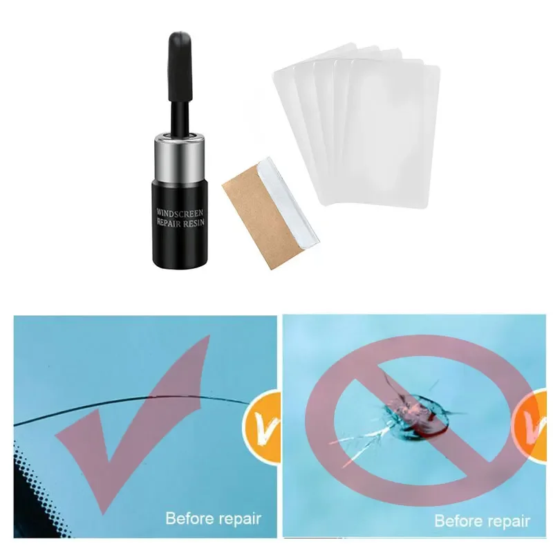 Car Glass Repair DIY Windshield Window Repair Tool resin + blade + strips