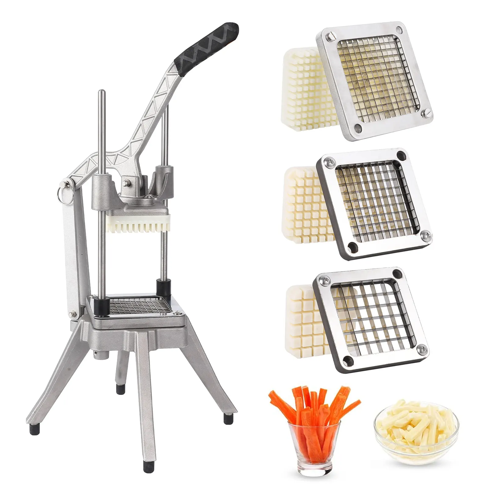 New Commercial Vegetable Chopper With Replacement Blades Stainless Steel French Fry Cutter Potato Dicer Vegetable & Fruit Slicer