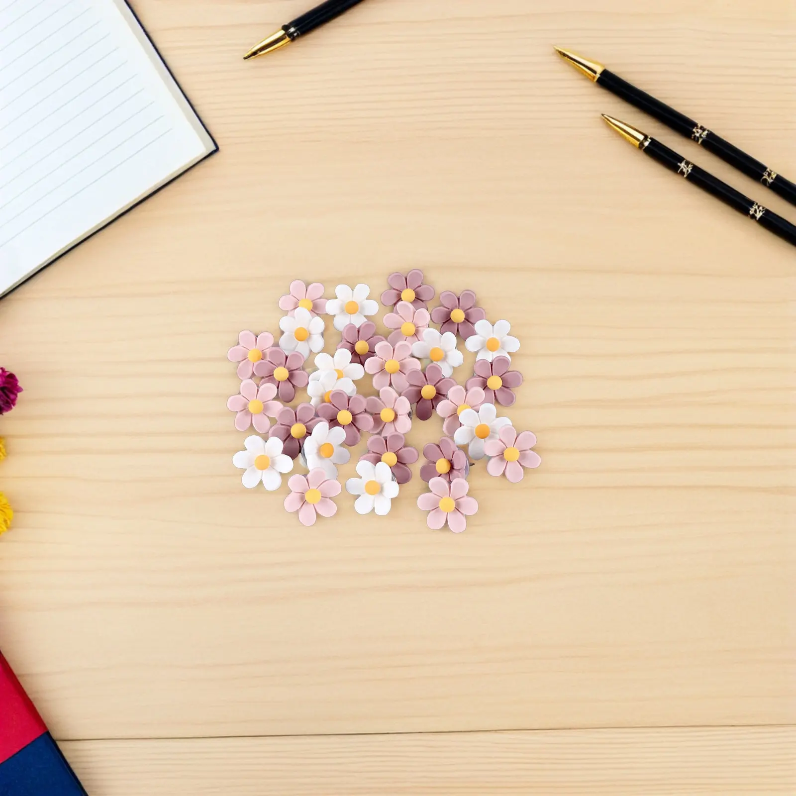 50개입 사실적인 꽃 모양 푸시핀, 코르크보드, 사무실, 교실, 사진 벽, 게시판용 장 플랫 푸시핀