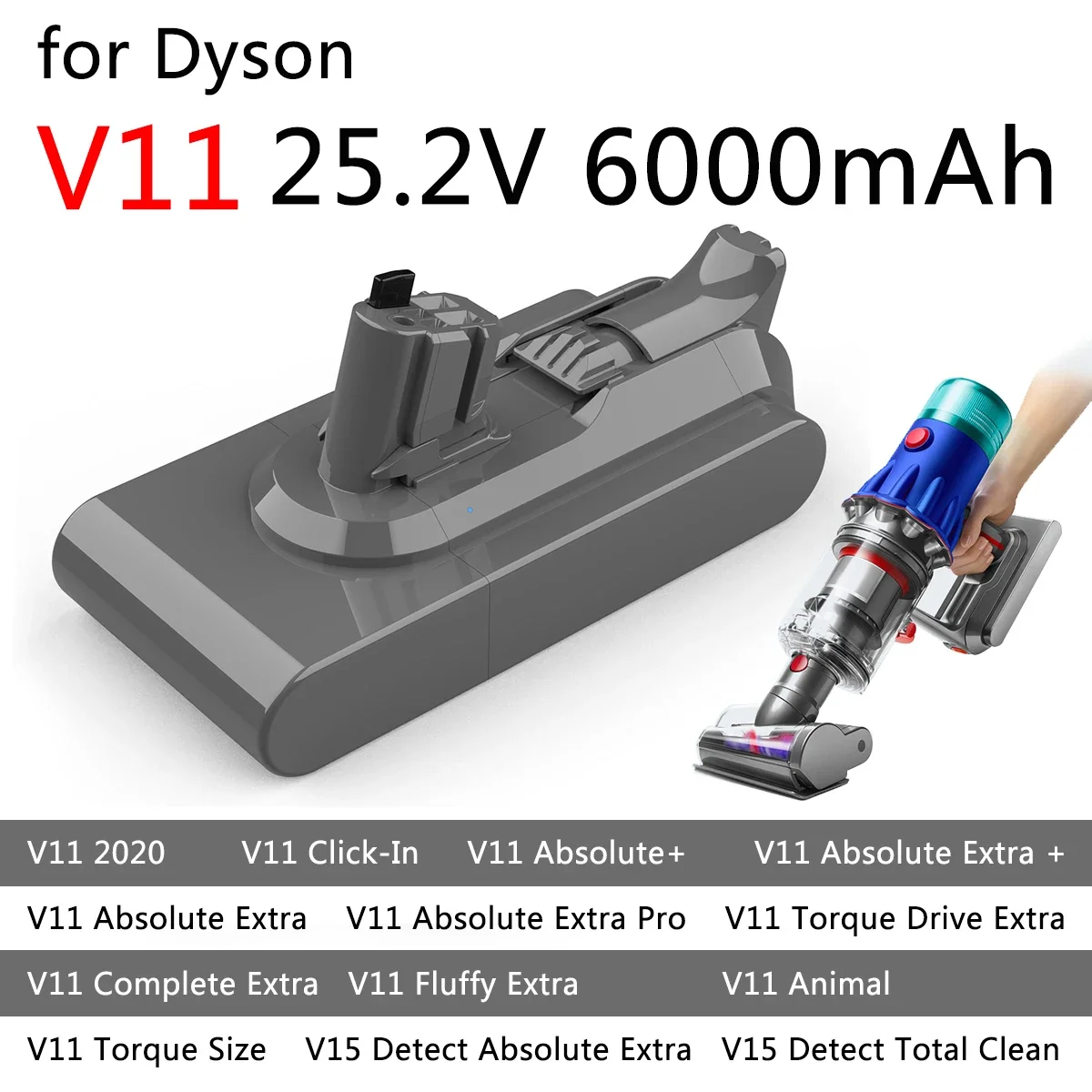 Per Dyson Vacuum 6000Mah 100.8Wh Batteria Per Dyson Torque Drive Extra V11 Completo Extra V11 Fluffy Extra V11 Animal V15