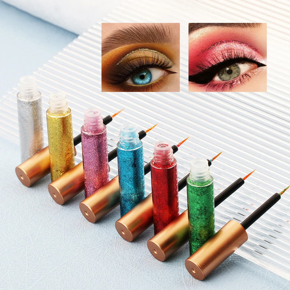 

16 Color Private Label Sequin Eyeliner Custom Bulk Waterproof Fast-dry Liquid Shimmering Shiny Colorful Truncated Eye Makeup