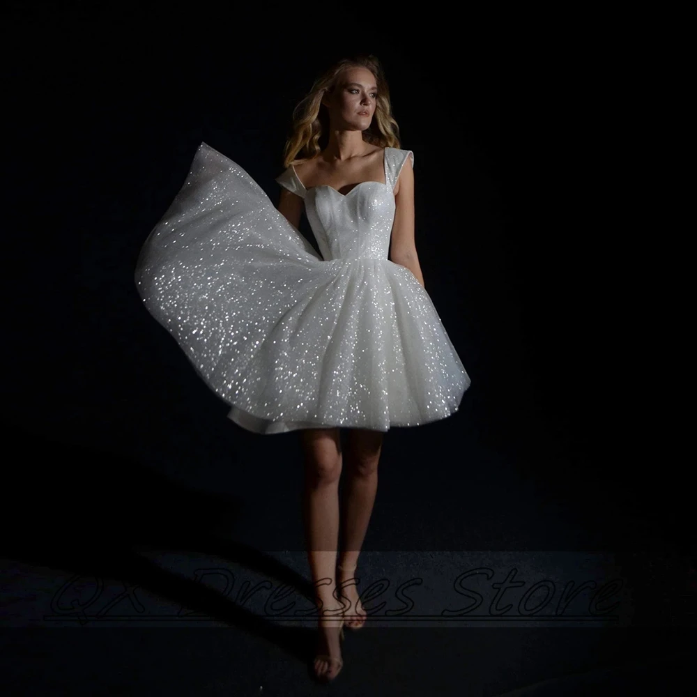 Sparkle Sweetheart Cocktail Dresses for Women Tull Dress A-line Mini Simple Short Party Gown With Sleeveless Ladies