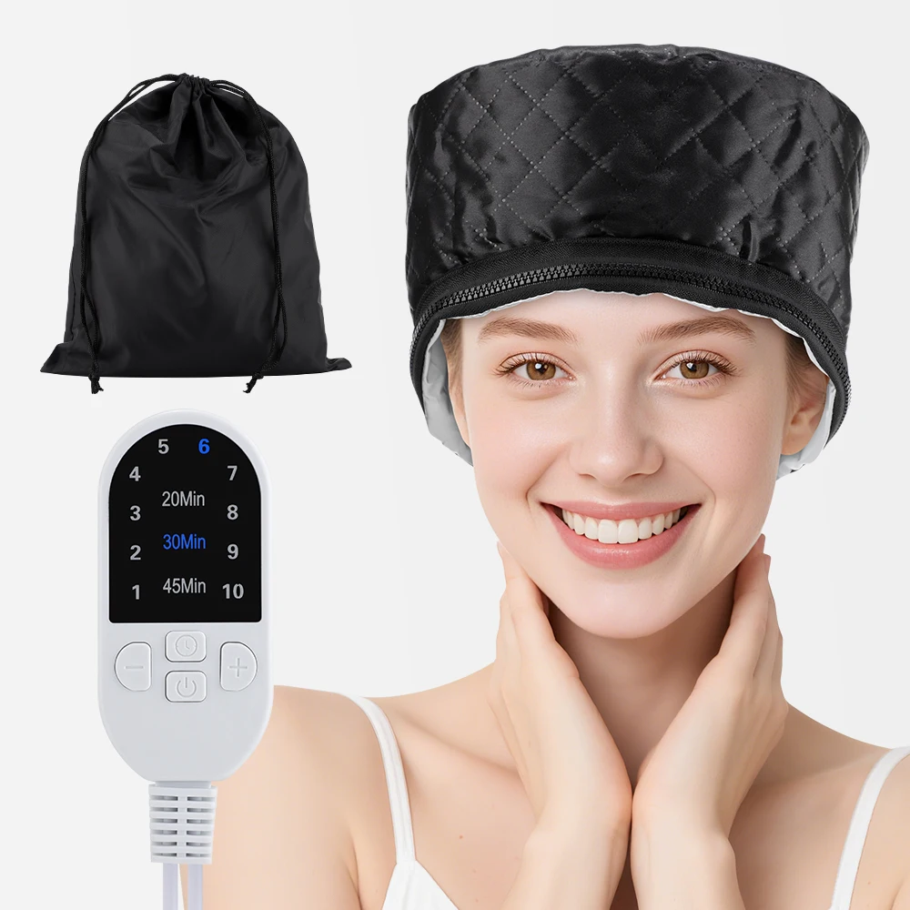Heated Hair Steamer Cap 10 Modes Electric Hair Heating Cap Waterproof Hair Steamer Cap with Timer SPA Nourishing Hair Care