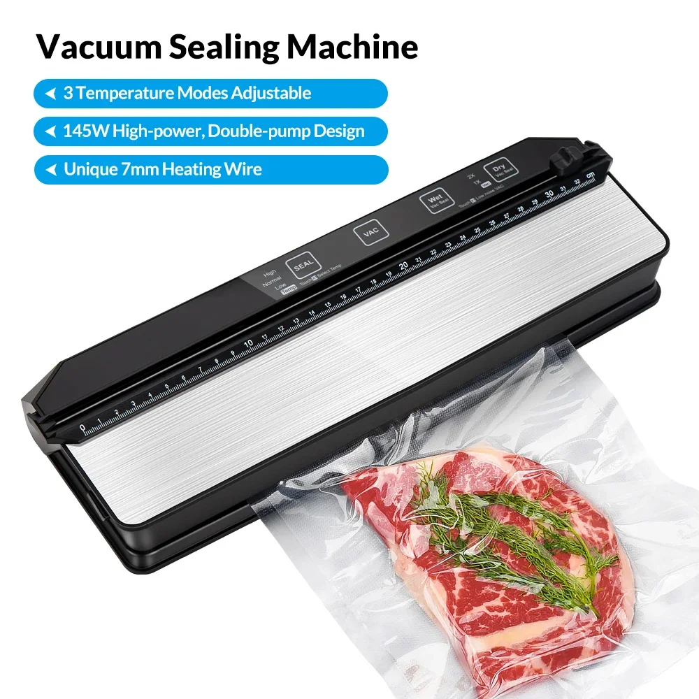 Vacuum Sealer Double Pump Thermal Sealing Vacuum Packaging Machine Plastic Bags Sealer Degasser With 15 Bags Vacuum Bags 2