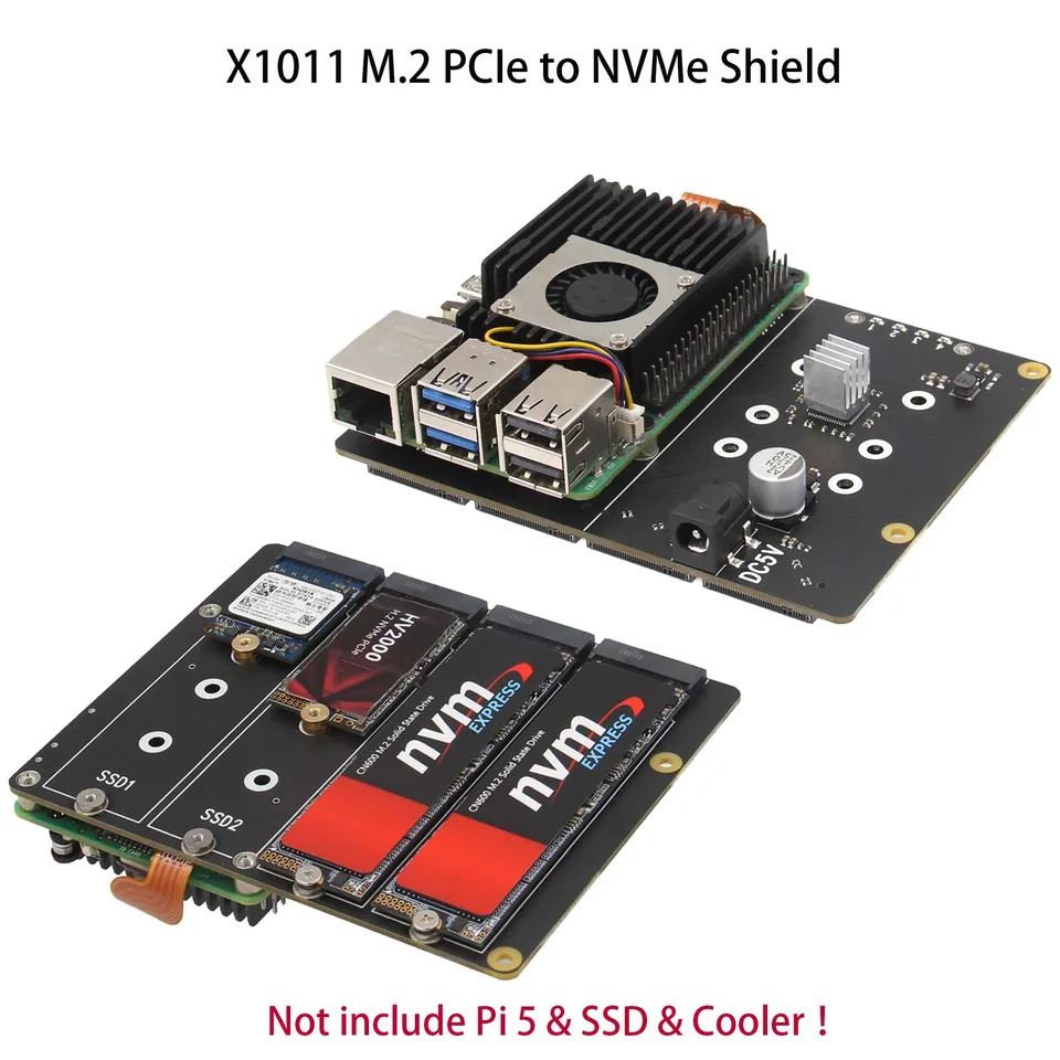 Raspberry Pi 16gb Geekworm X1011 PCIe To Four NVMe SSD Board