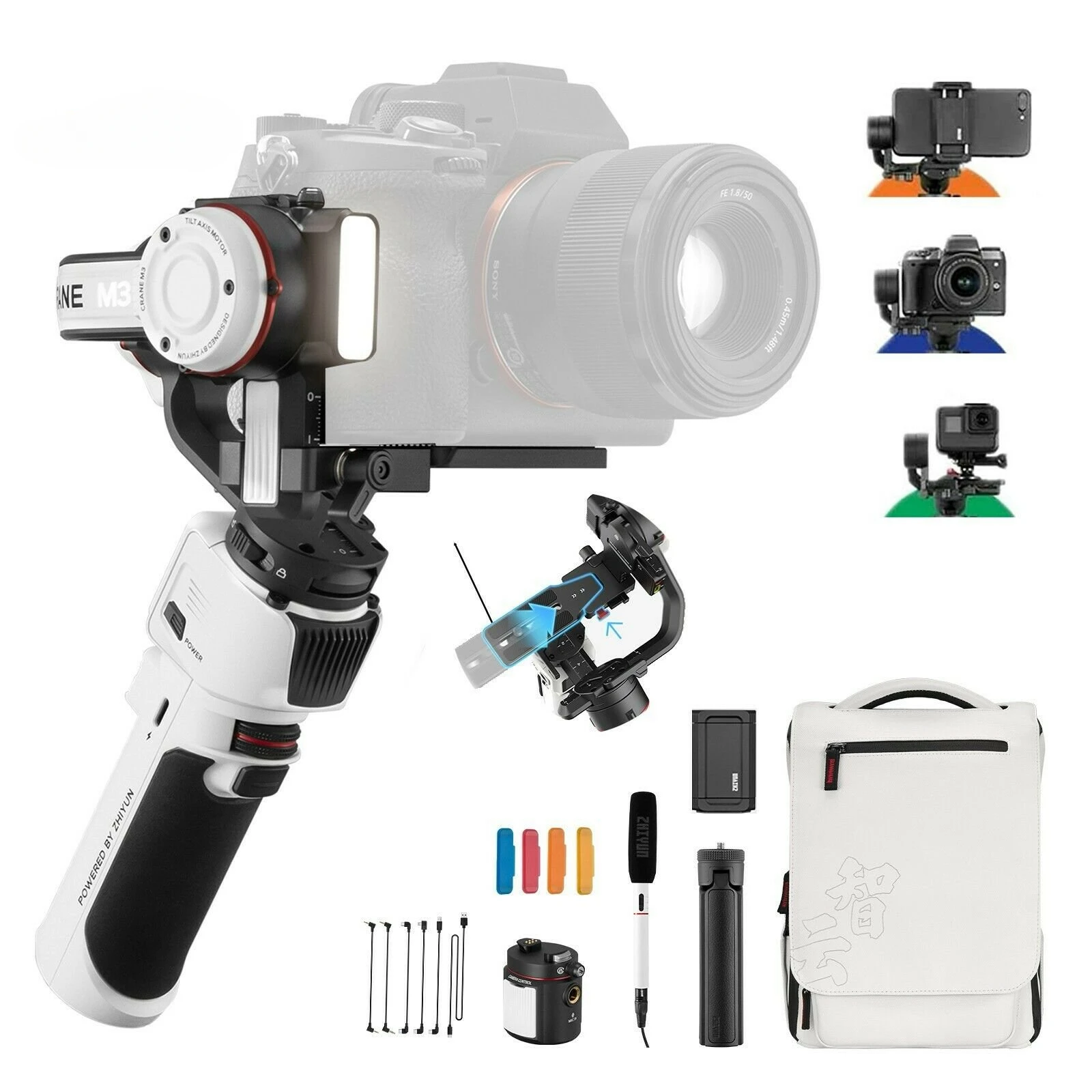 

Новинка Crane M3 Pro 3-осевой карданный Ручной Стабилизатор для беззеркальной экшн-камеры смартфона