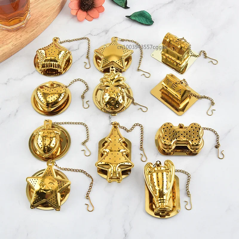 1PC Stainless Steel Tea Gold Infuser Sphere Mesh Strainer Coffee Diffuser Handle Ball Herb Spice Filter Tea Bag Difusor Filter