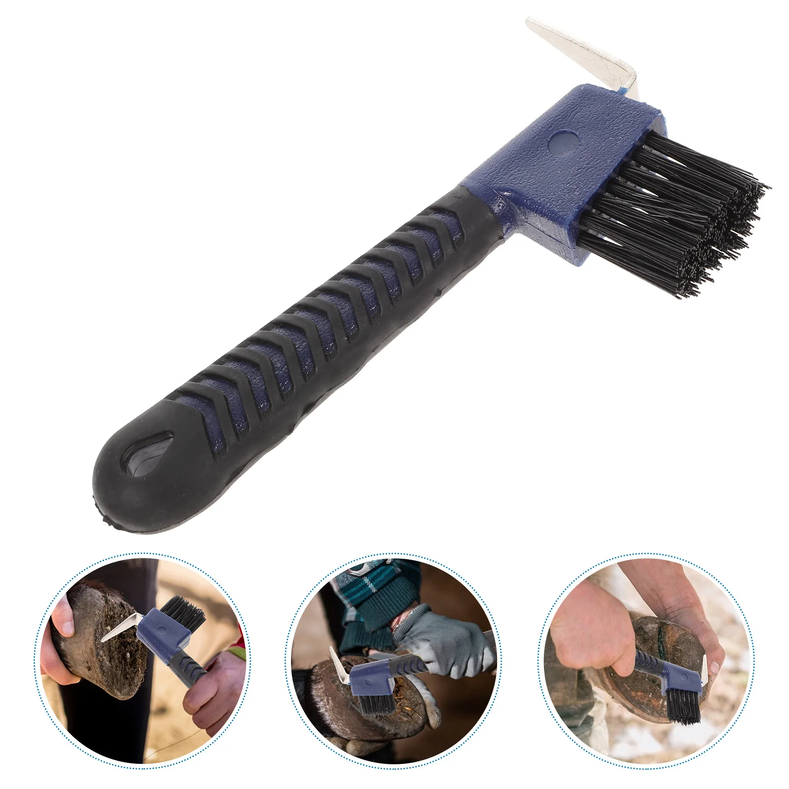 

Anti-Slip Grip Hoof Pick Rubber With Brush Nylon The Tools Hoof Care Grooming Brush Professional Cleaning