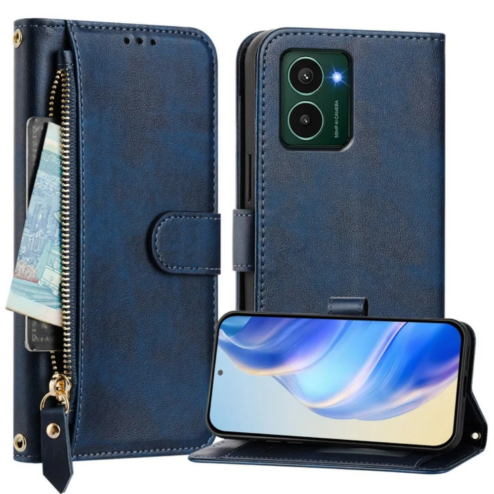 Enhanced Leather Zipper Wallet Crossbody Phone Case Cover