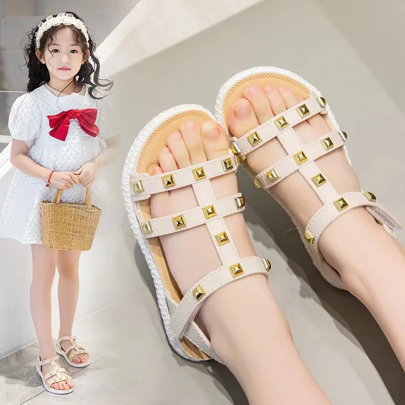 

Girls Sandals Summer New Korea Style Fashion Children's Princess Sandals Middle and Big Children's Soft Bottom Non-slip Sandals
