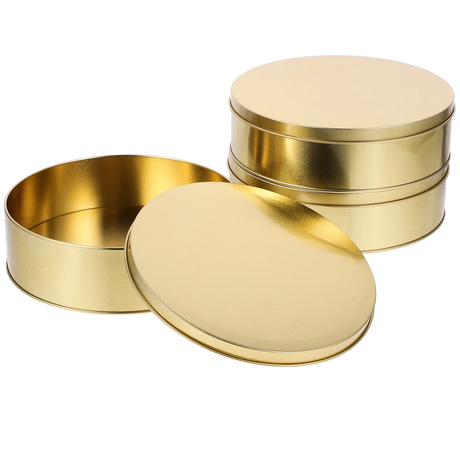 

3pcs Cookie Tins Round Baking Cake Tins Candy Storage Jar Cookie Wrapping Tinplate Tin