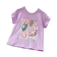 T-shirt à manches courtes pour filles, vêtements d'été, motif floral 4