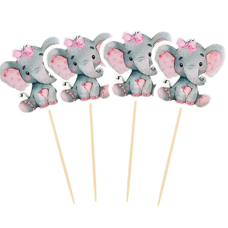 10 teile/satz Elefant Cupcake Topper rosa/blaue Kuchen Topper Papier Baby Dusche Kuchen Dessert Jungen/Mädchen Geburtstags feiern Dekoration – Detail 7