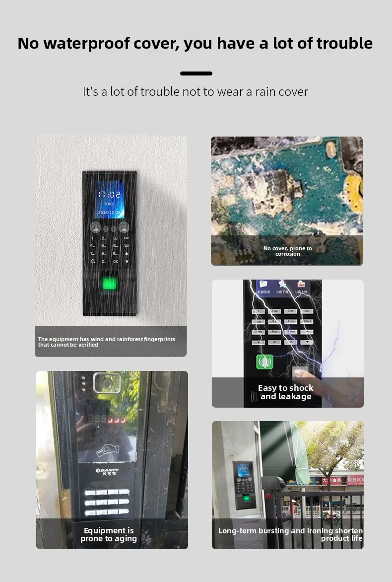 access control waterproof cover outdoor doorbell face attendance fingerprint rai