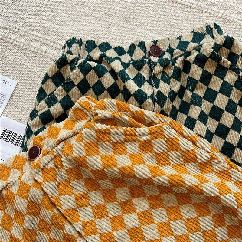 Fashion Baby Girl Boy Corduroy Shorts Infant Toddler Child Plaid Short Trousers Summer Spring Autumn Baby Clothes 1-7Y