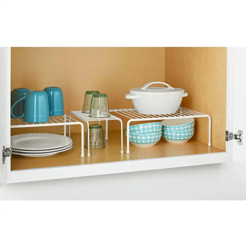 

Kitchen Wire Shelf Storage Dish, Cups, Food Organizer Set, 3 Pieces, White Dish drying racks Storage organizer Food storage cont