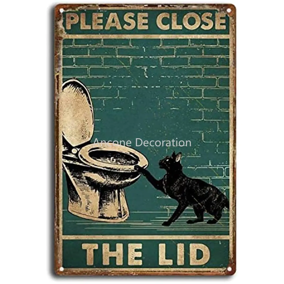 

Tin Sign Black Cat Please Close The Lid Bathroom Restroom Vintage Metal Tin Sign Retro Poster 8x12inch
