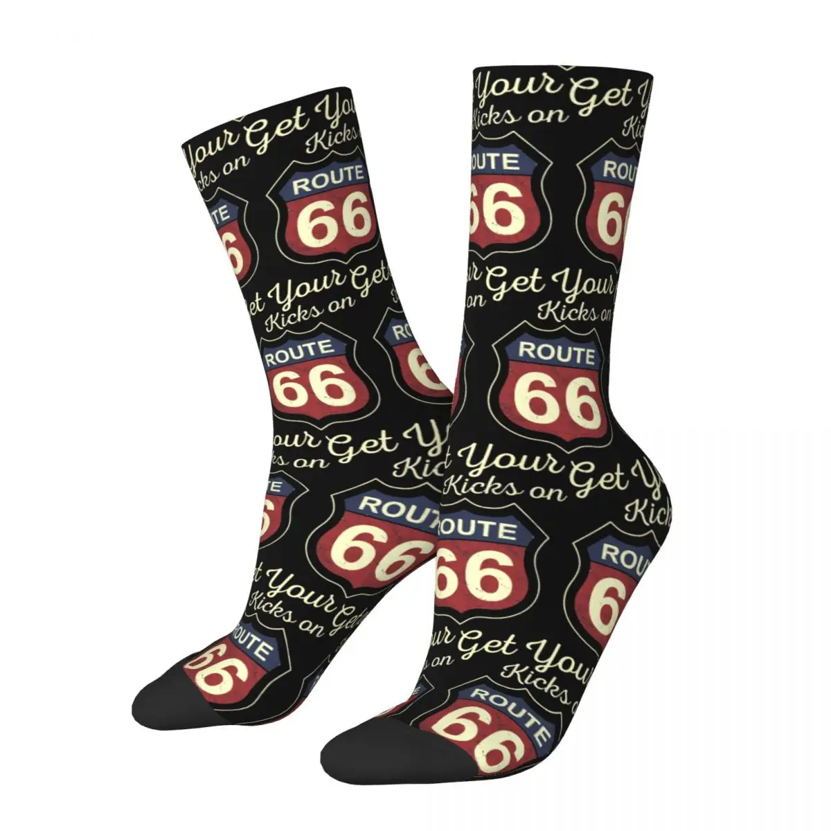 

Винтажные мужские носки Get Your Kicks Route 66, унисекс, новинка, бесшовные, с принтом, счастливая Экипировка, подарок
