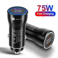 Chargeur de voiture USB C 75W, 2 ports, avec PD30W PD45W, charge rapide, prise de voiture type-c, adaptateur allume-cigare pour téléphone 1