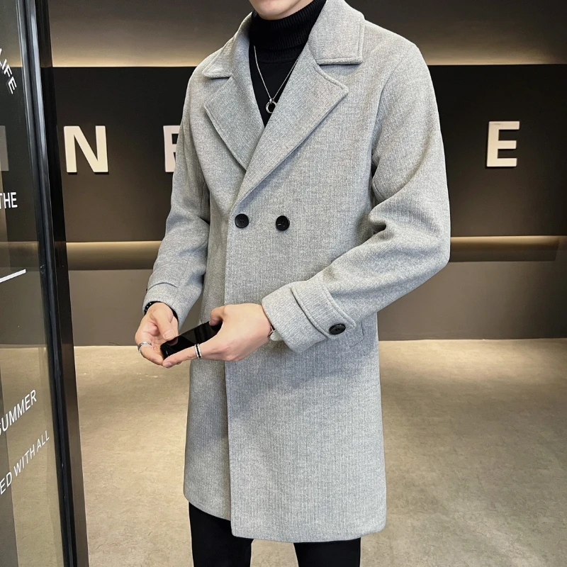

2022new Autumn Winter Trend Men's Overcoats Korean Version of Business Casual Daily Wear Outside Men's Suit Collar Woolen Coats