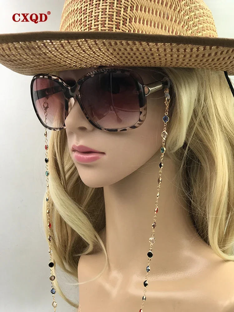 Fashion Colorful Crystal Bead Reading Glasses Chain Women's Glasses Chain Accessory Eyewear Straps Cord Sunglasses String Gift