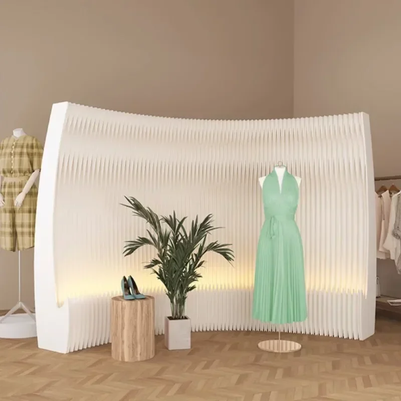 Half Moon Portable White Organ Folding Paper Wall Screen Room Dividers Office Partition Removable Folding Baffle Fence