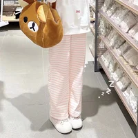 Cute Y2K Striped Pants Women Kawaii Sweet Harajuku Fleece Sports Korean Fashion Sweatpants Girly Basic Cartoon Japanese Trousers - Image 3