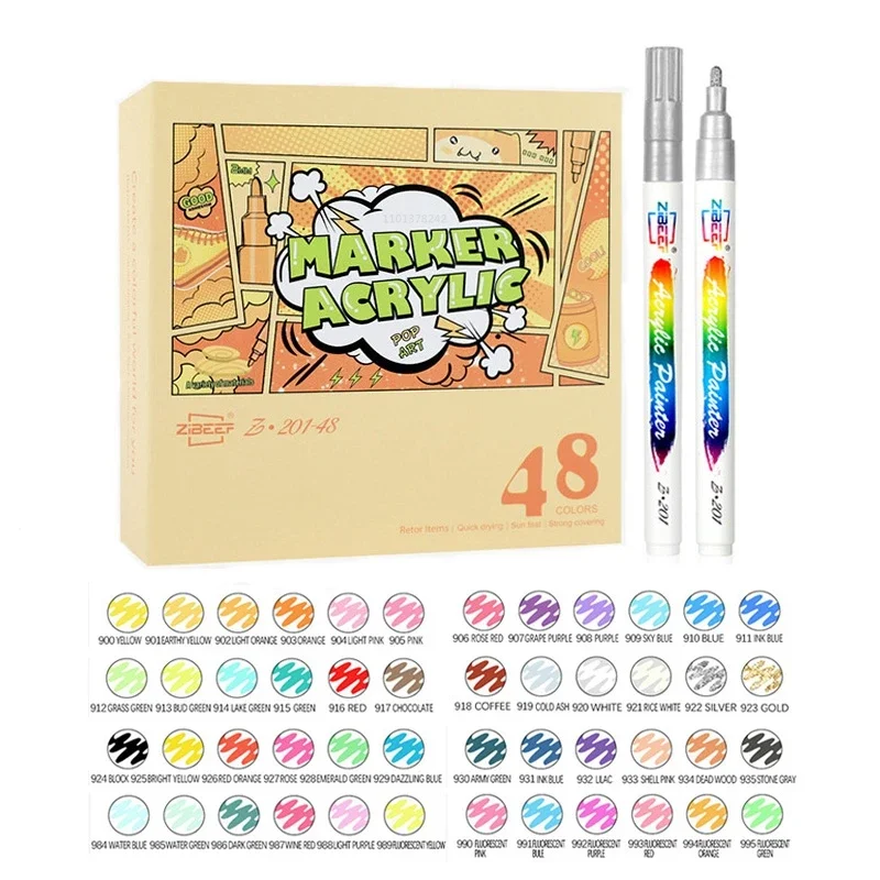 120 Colors Acrylic Paint Markers Pens For Fabric Rock Painting Markers Paint Pen Ceramic Glass Canvas DIY Art Making Supplies