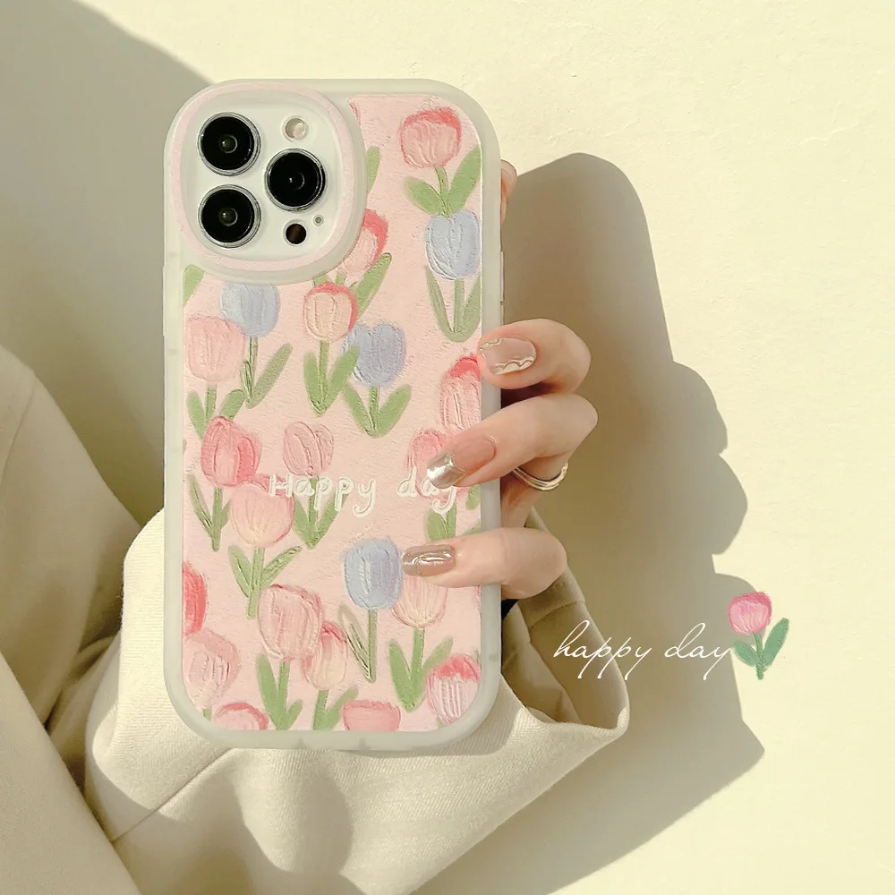 Cartoon süß für iPhone 15 Hülle 11 12 14Pro max 13 Mini 7 8Plus SE 2020 XR XS X stoßfeste Softshell kleine Blumenhülle – Detail 13