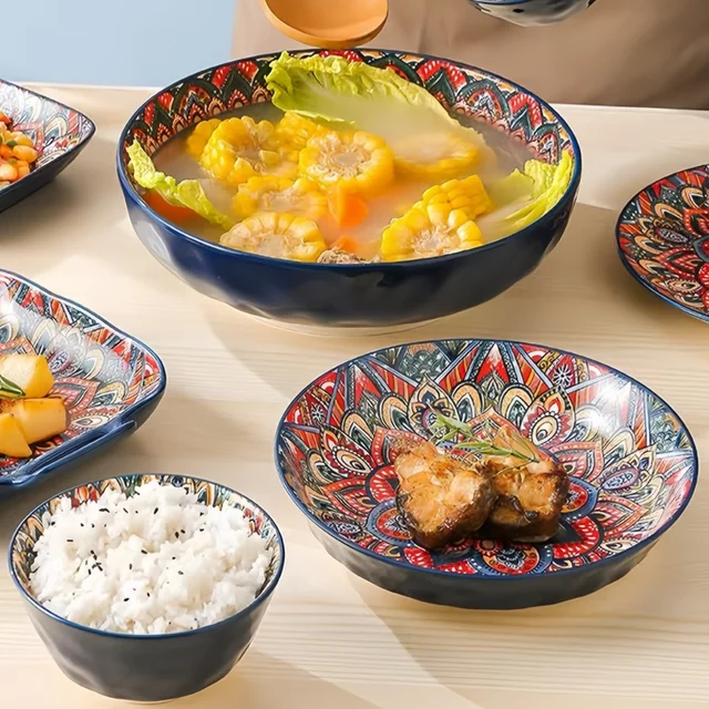 Bohemian Ceramic Plate Set 7pcs 6