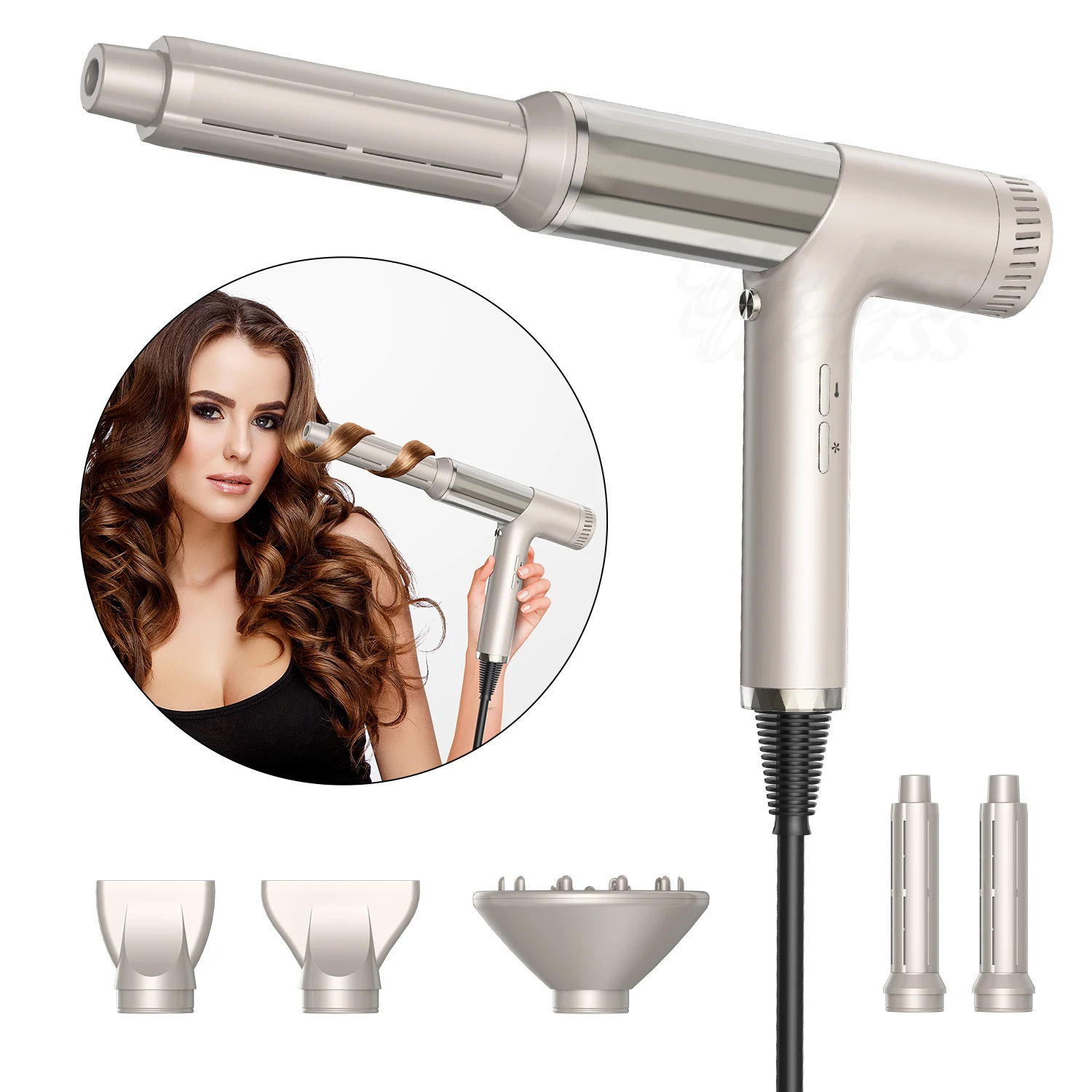 

Professional 5 In 1 Hair Dryer 1400W Ionic Blow Dryer 110000RPM Brushless High Speed Hairdryer Air Styling Curling Iron Wand