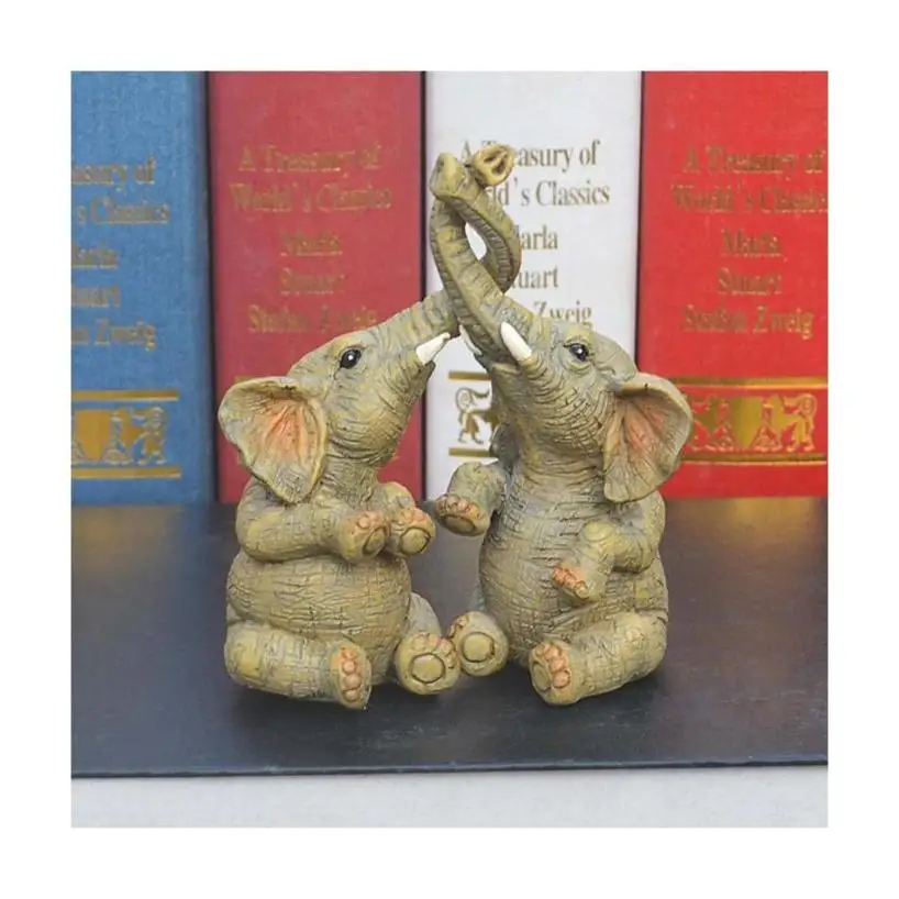 1 Pair Elephant Couple Figurine Elephant Couple Statue Elephant Ornaments For Home Deskpot Cupboard Props Decor Accessories