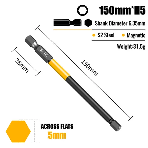 Allen Wrench Drill Bit Hex Driver Bits Set 50/100/150mm H1.5-H10mm with Magnetic Grip and Slip Design for Secure Screw Holding - Image 29