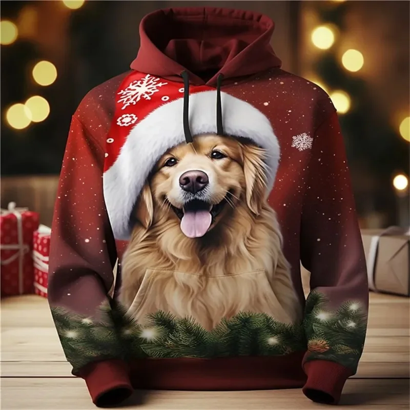 thumbnail image 1 of Sudadera con capucha navideña para hombre, sudadera con estampado 3D de animales, sudadera de manga larga, sudaderas casuales de gran tamaño para hombre, sudaderas con capucha, ropa, 1 of 4