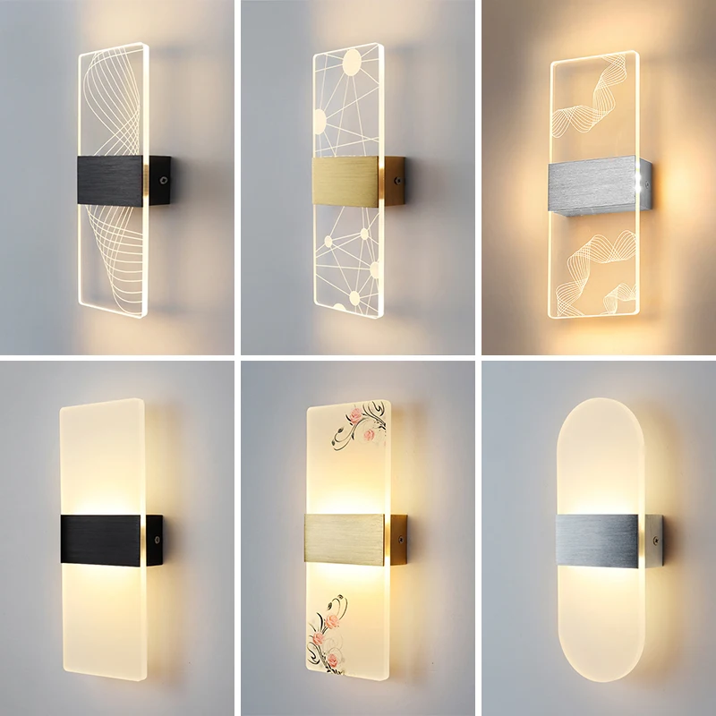 Acrylic Wall Lamp LED Indoor Sconce Light Bedroom Living Room Aisle Bedside Lamps Modern Nordic Decor luminária 6W AC85-265V wall hanging lights