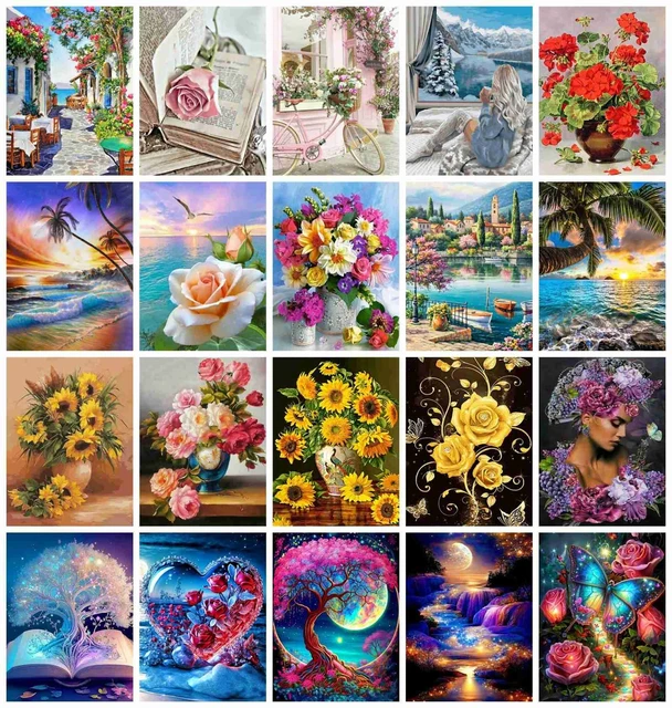 Diamond Painting Full Round Flowers  Full Diamond Painting Kits Flowers -  Diamond - Aliexpress